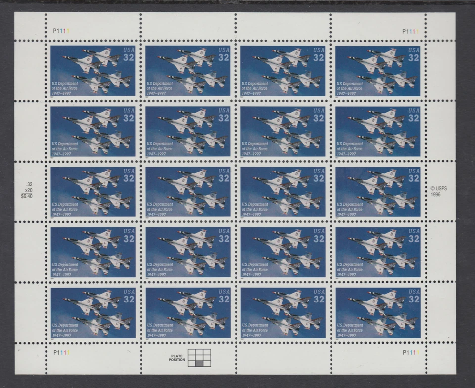 US #3167 Air Force 50th Anniversary 32 Cents Complete Sheet of 20 MNH - Image 1 of 1