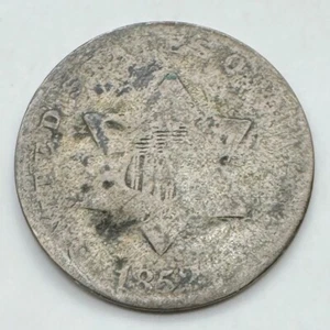 1852 Silver .750 Three Cent Coin - Trime - 3C - US Silver Coin - No Reserve - Picture 1 of 4