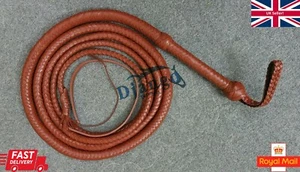 Indiana Jones Bullwhip 12 trenzado superior cuero de vaca tiro cargado látigo adulto - Imagen 1 de 37