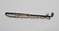 Vintage 1940's Golf Club Money Clip Tie Bar Silver 5mm Pearl