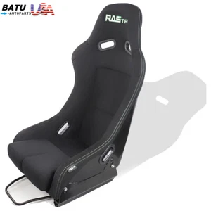 Universal Adjustable Full Black Bucket Racing Seats Green Stitching & Slider Kit - Picture 1 of 9