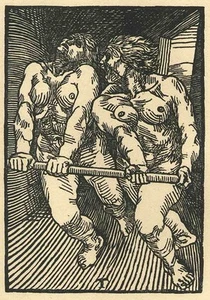 Die MÄGDE - Peter TRUMM - OriginalHolzschnitt zu EDDA - HELDENLIEDER - 1922 - Picture 1 of 1
