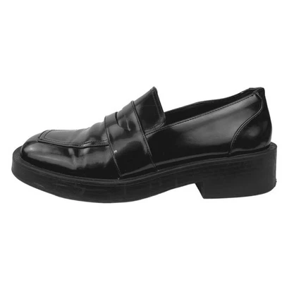 Zapatos Mocasines Zara Negro Charol Puntera Cuadrada Gruesos Plataforma Talla EU 39 US 8 Foto 1 de 4