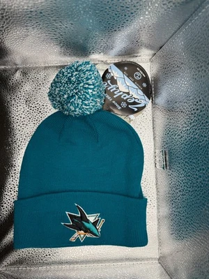 San Jose Sharks Teal Knit hat with black n teal  tassel by Zephyr OSFA - Image 1 of 2