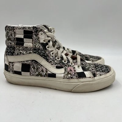 Vans SK8 Hi floral Patchwork Pink Black Checkered Skate Shoes Women's Sz 8.5 - Image 1 of 4