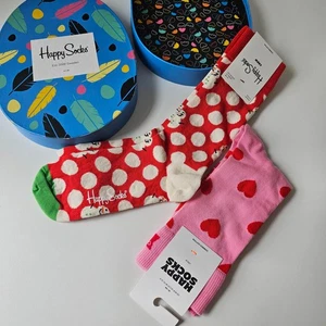 Happy Socks 2 Pair Gift Box Crew Socks Men Women Size 41-46 Box fun colorful - Picture 1 of 7