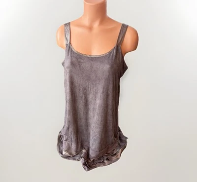 Blusa túnica Nomadic Traders marrón seda mezcla algodón talla L boho suave Foto 1 de 4