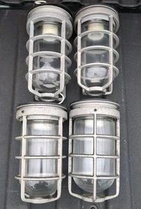 Lot Of 4 Explosion Proof Light Cover Cage w/ CLEAR GLASS And Top Cover - Picture 1 of 1