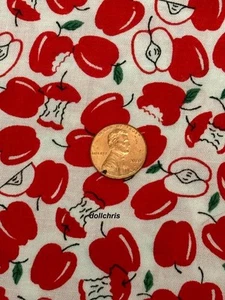 1992 Vintage Fabric Traditions Cotton White Red Apples Quilting 2 yards - Picture 1 of 4