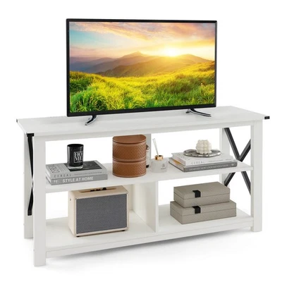 Modern Farmhouse TV Stand Entertainment Center for TV's up to 55"w/Open Shelves - Image 1 of 4