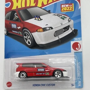 2022 Hot Wheels Honda Civic Custom (Red) HW J-Imports 10/10 #204 - Picture 1 of 3