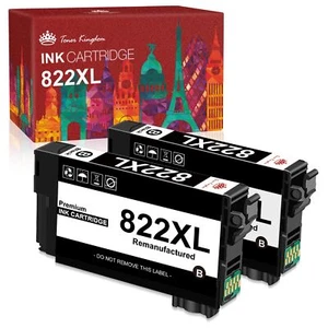 2 pezzi 822XL cartuccia inchiostro nero T822 XL per Epson WF-3820 WF-4830 WF-4820 WF-4834 - Foto 1 di 6