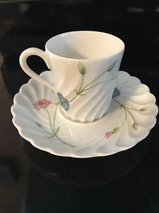 Haviland Limoges France Mini 2.5” Teacup/Saucer Floral Scalloped. Perfect - Picture 1 of 10