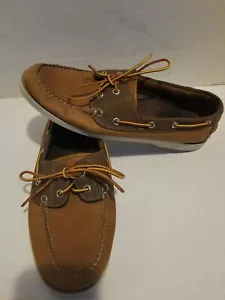 LL Bean Men's Size 10 D Brown Leather Loafer Boat Shoes - Flat bottom 233933 - Picture 1 of 11