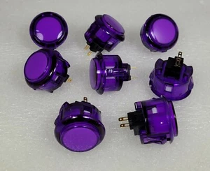 Japan Sanwa Crystal Buttons X 8 pcs OBSC-30 Clear Violet Color Video Game Parts - Picture 1 of 5