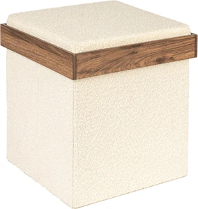 Versatile Boucle Ottoman with Hidden Storage, Cream - Picture 1 of 8