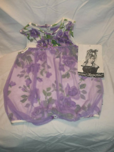 Vintage Betsey Johnson Toddler Girls 18M NWT Purple Floral Netting Romper Tag