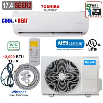12000 BTU Mini Split 17.4 SEER2 INVERTER Air Conditioner Heat Pump 110V 16feet - Image 1 of 4