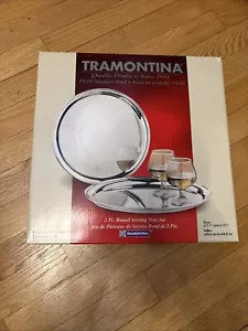 Tramontina- 18/10 Stainless Steel- 2 piece round serving set Rare Vintage! New - Picture 1 of 4