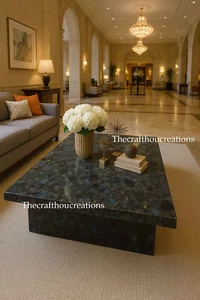 Labradorite Stone Top Dining Table Kitchen Slab Luxury Bar Countertop Handmade - Picture 1 of 15