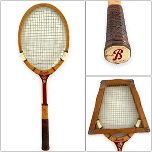 Vintage BANCROFT Tennis Racquet - Wooden, Leather Handle w/ Wilson Racquet Press - Picture 1 of 11