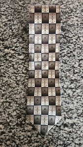 Vintage Covington 100% Woven Silk Men's Tie Geometric Olive Brown Tan Necktie - Picture 1 of 1