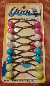Vintage 1989 Goody Twin Bead Ponytail Holders 8 Count New Sealed #9789/8 Assorte