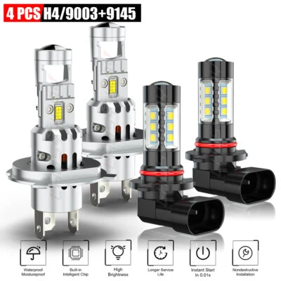 For Ford focus 2003-2004 Combo LED Headlight H4+9145 Fog Lights White Kit 4PCS Foto 1 de 4