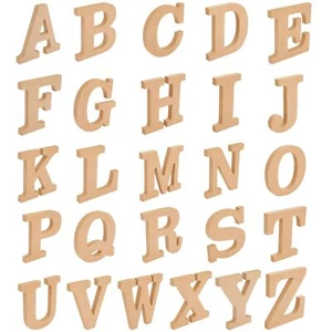 52-Count Wooden Alphabet Letters for DIY Craft Home Decor, Natural Color - Picture 1 of 8