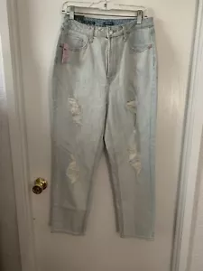 Wild Fable Blue Super High Rise Distressed Curvy Mom Tapered Jeans Size 10/30 - Picture 1 of 8