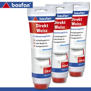 Pintura de reparación blanca directa Baufan 3 x 250 ml con cepillo de aplicación - Imagen 1 de 1