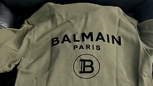 BALMAIN Men's XL Zip-Up Hoodie, Olive, Preowned, Sz XL, Retail $849, Gently worn - Picture 1 of 12