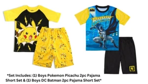 Pokemon Picachu/DC Batman Boys 2pc Top/ Shorts Lot 2 Pajama Sets Sz XS/4/5 NEW - Picture 1 of 10