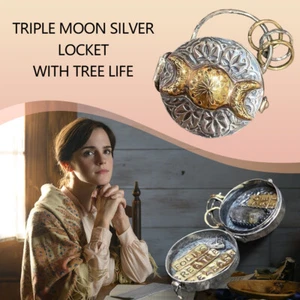 Medallón de plata triple luna con vida de árbol, medallón de hechizos hecho a mano, con un cristal - Imagen 1 de 15