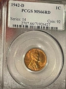 1942 D Lincoln Wheat Cent MS66RD PCGS GRADED (427) - Bild 1 von 2
