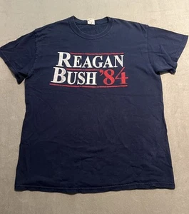Vintage Reagan Bush kurzärmliges TShirt Erwachsene Medium Rundhalsausschnitt Wahl 1984 Freizeit - Bild 1 von 7