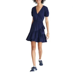 Nuevo con etiquetas Vestido Madewell para mujer azul con volantes manga corta talla 6 - Imagen 1 de 12