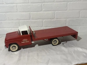 1963 Tonka Ramp Hoist Flatbed Tow Truck Pressed Steel Nice Red Original - Picture 1 of 23