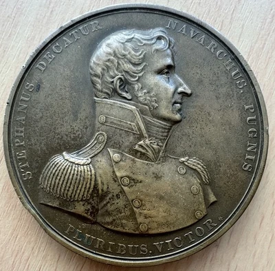 Medalla de Bronce Stephen Decatur - Medalla Conmemorativa Batalla Naval 1881 Restrike Foto 1 de 2