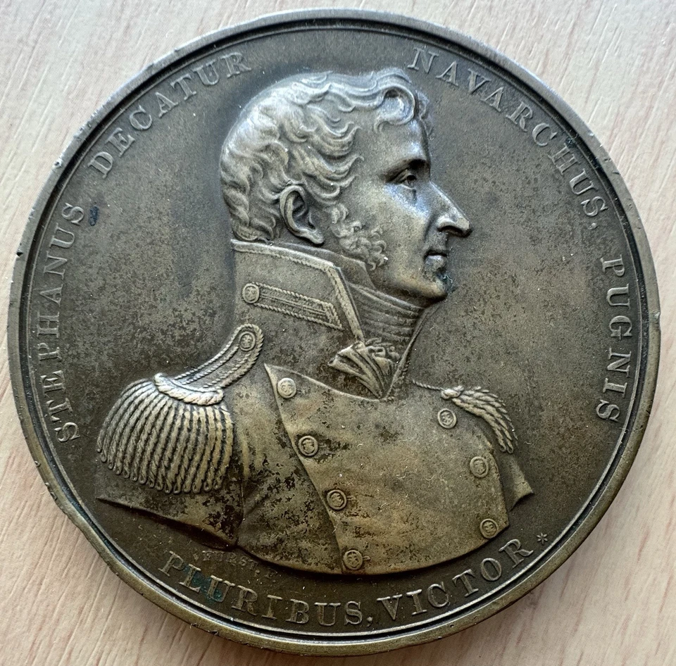 Medalla de Bronce Stephen Decatur - Medalla Conmemorativa Batalla Naval 1881 Restrike Foto 1 de 2