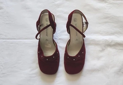 High Lights Red High Heels Flower W/ Rhinestone Womans Ankle Strap Size 6.5 - Image 1 of 4