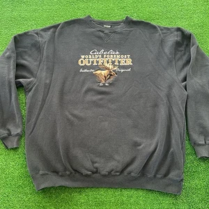 Vintage 90s Cabela's World Outfitters Embroidered Moose Sweatshirt Black Gr. XXLT - Bild 1 von 11