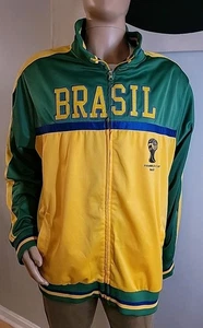 Fifa World Cup 2014 Brasil Soccer Track Jacket Size 2XL Green Yellow Polyester - Picture 1 of 12