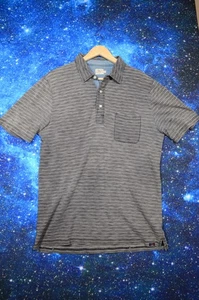 Camisa Polo Faherty Para Hombre Grande Gris Azul Rayas Manga Corta Bolsillo Informal - Imagen 1 de 7