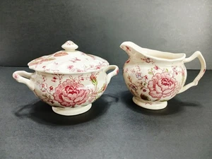 Johnson Bros. Chintz Rose Pattern Sugar and Creamer Porcelain/Ceramic Set - Picture 1 of 24