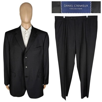 Daniel Cremieux Two Piece Three Button Black Stripe Wool Suit 48L Pants 42X33 - Image 1 of 4