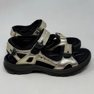 Ecco Yucatan Receptor Sandals Womens 7 - 7.5 EU 38 Metallic Gold Leather Hiking - Picture 1 of 13