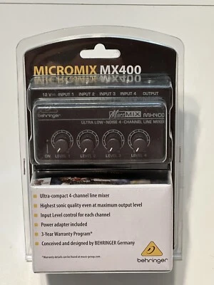 NWT Behringer Micromix MX400 Ultra Low Noise 4 Channel Line Mixer - Image 1 of 2