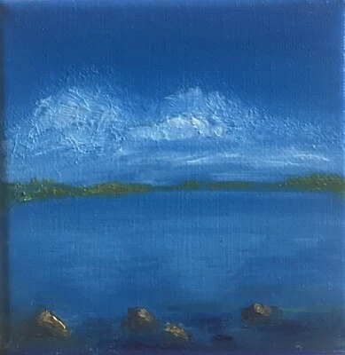 Pintura al óleo The_White_Sea_Original 4x4 sobre lienzo estirado con caballete Foto 1 de 3