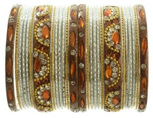 Indian Bangles Set of 26 Ethnic Bracelets Bridal Churi Kangan White 2-4 - Picture 1 of 5